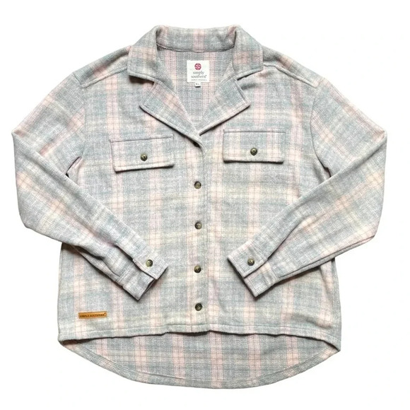 Simply Southern Soft Brushed Plaid Button Up Shacket Jacket - Picture 3 of 8